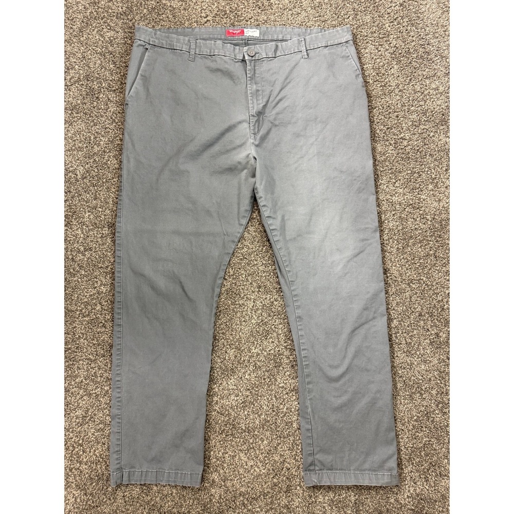Wrangler Authentics Straight Fit Chino Pants Mens 42x32 Grey Dad Core Gorpcore